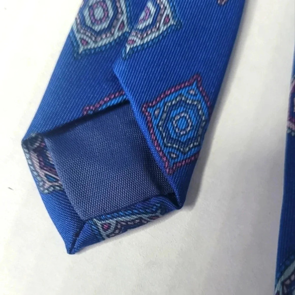 GEOFFREY BEENE Blue Patterned Men's Tie - Picture 5 of 7